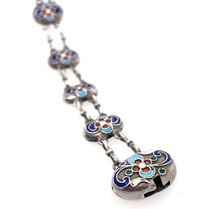 Silver Enamel Arabic Style Bracelet